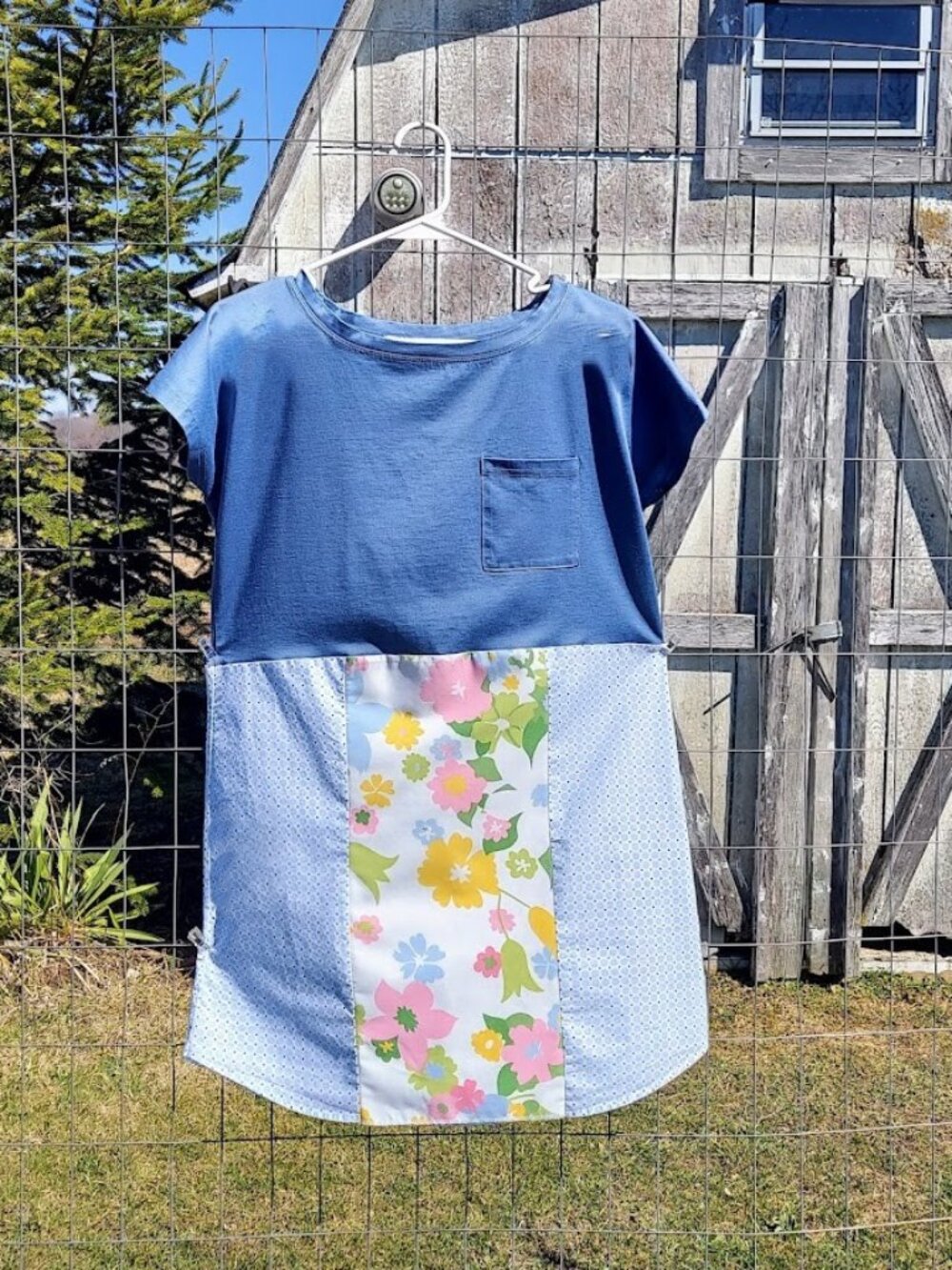 Upcycled Floral Tunic Summer Dress M